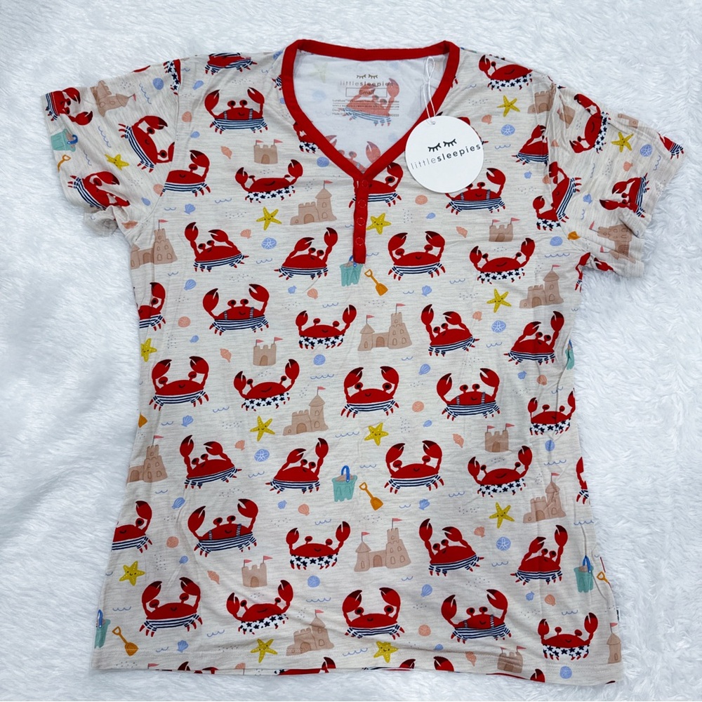 Little Sleepies beach buddies women’s pajama top mama size SMALL NWT